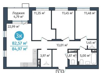 3-ком. квартира на продажу, 82.6 м2, Тюмень, ЖК ДОК, Краснооктябрьская улица, 8