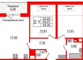 Продам 2-комнатную квартиру, 54.4 м2, Санкт-Петербург, улица Струве, 18, Московский район