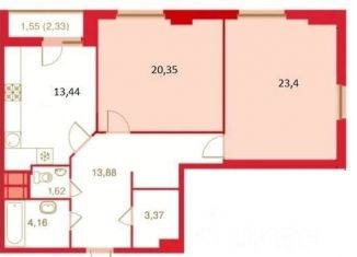 Продажа 2-комнатной квартиры, 77 м2, Санкт-Петербург, Светлановский проспект, 121к1, Калининский район