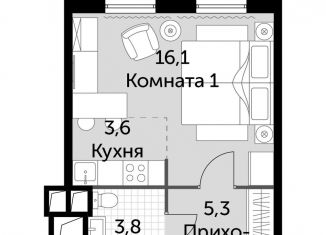 Продам однокомнатную квартиру, 28.6 м2, Москва, жилой комплекс Движение Тушино, к1-2, ЖК Движение Тушино