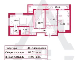 Продажа 3-ком. квартиры, 84.5 м2, Кудрово, Европейский проспект, 22, ЖК Европейский парк