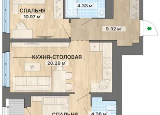 Продается 2-комнатная квартира, 64.8 м2, Екатеринбург, ЖК Северное Сияние, улица Уральских Рабочих