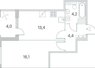 Продаю 1-ком. квартиру, 41.7 м2, Санкт-Петербург