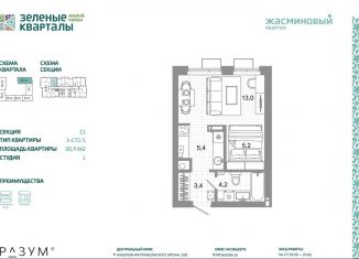 Продается квартира студия, 31.2 м2, Астрахань