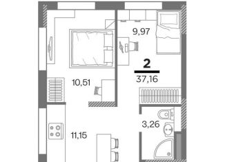 Продам 2-комнатную квартиру, 37.2 м2, Рязань, ЖК Метропарк