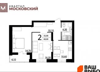 Продам 2-комнатную квартиру, 60 м2, Волгоград, ЖК Квартал Московский