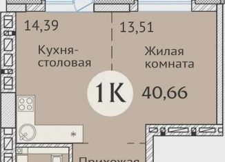 Продается 1-комнатная квартира, 40.6 м2, Новосибирск, улица Дуси Ковальчук, 248/1