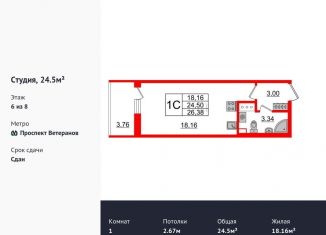 Продаю квартиру студию, 24.5 м2, Санкт-Петербург, муниципальный округ Сосновая Поляна, проспект Будённого, 23к1