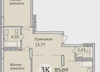 Продам трехкомнатную квартиру, 85.4 м2, Новосибирск, улица Дуси Ковальчук, 248/1, метро Гагаринская