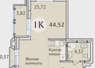 Продается однокомнатная квартира, 44.4 м2, Новосибирск, улица Дуси Ковальчук, 248/1, ЖК Заельцовский