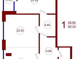 2-ком. квартира на продажу, 60.2 м2, Воронеж, улица 121 Стрелковой Дивизии, ЖК Суворов-Сити