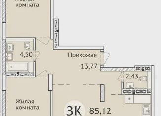 Продается 3-комнатная квартира, 85.6 м2, Новосибирск, улица Дуси Ковальчук, 248/1, ЖК Заельцовский