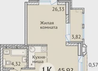 Продается однокомнатная квартира, 45.9 м2, Новосибирская область, улица Дуси Ковальчук, 248/1