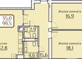 Продается 2-ком. квартира, 99.5 м2, Чебоксары, улица Дегтярёва, поз1Б