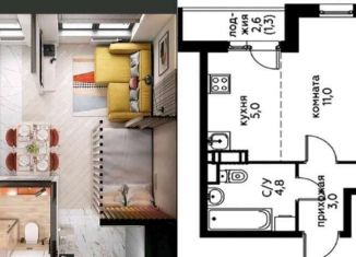 Продается квартира студия, 23.6 м2, деревня Столбово, проспект Куприна, 38к2