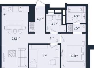 Трехкомнатная квартира на продажу, 62 м2, Москва, Большая Филёвская улица, 4, ЖК Квартал Онли