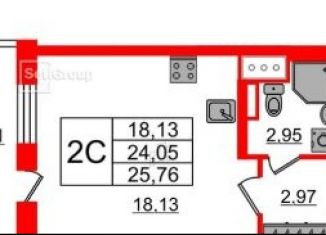 Однокомнатная квартира на продажу, 24.7 м2, Санкт-Петербург, ЖК Стрижи в Невском 2, Фарфоровская улица, 7к2