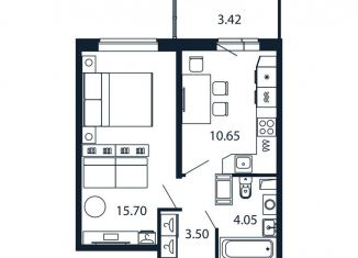 Продажа 1-комнатной квартиры, 34.9 м2, Мурино