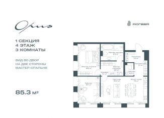 Продаю трехкомнатную квартиру, 85.3 м2, Москва, метро Крестьянская застава