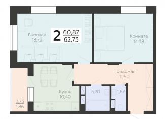 Продажа двухкомнатной квартиры, 62.7 м2, Воронеж