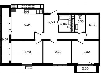 Продажа трехкомнатной квартиры, 89.1 м2, посёлок Доброград, улица Благополучия, 2к1
