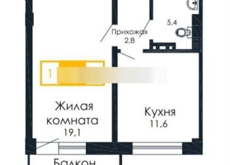 Однокомнатная квартира на продажу, 40.2 м2, Красноярск, Аральская улица, 53