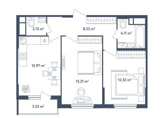 Продам трехкомнатную квартиру, 57.9 м2, поселок Мещерино