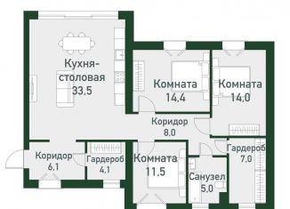 Продажа трехкомнатной квартиры, 104.5 м2, Челябинская область, Кременкульская улица, 36