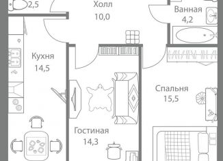 Продажа двухкомнатной квартиры, 61 м2, Москва, метро Молодёжная