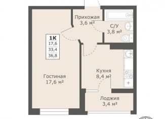 Продается однокомнатная квартира, 36.8 м2, Ставропольский край