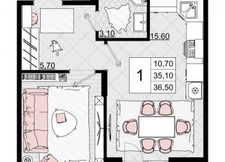 Продается 1-комнатная квартира, 36.5 м2, Анапа