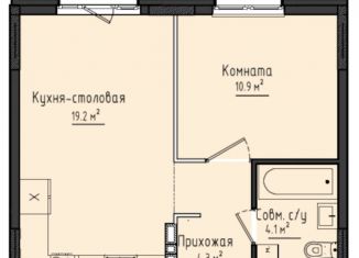 1-комнатная квартира на продажу, 38.8 м2, село Первомайский