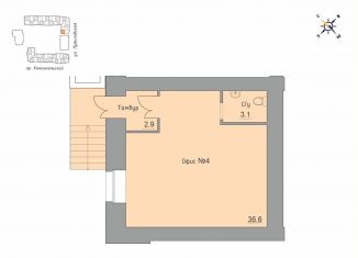 Продам помещение свободного назначения, 42.6 м2, Барнаул, Комсомольский проспект, 122Вк3, Октябрьский район