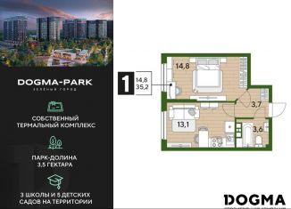 Продаю 1-комнатную квартиру, 35.2 м2, Краснодар, микрорайон Догма Парк