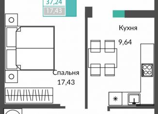 Продается однокомнатная квартира, 37.2 м2, Крым