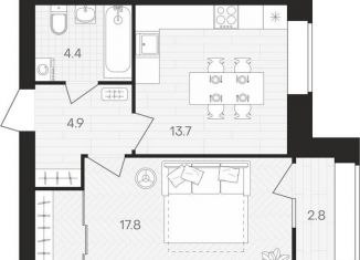 Продается 1-комнатная квартира, 44.4 м2, Пенза, площадь Ленина