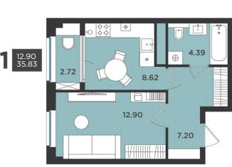 Продажа 1-комнатной квартиры, 35.8 м2, Ленинградская область