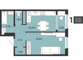 Продаю 1-ком. квартиру, 39.8 м2, Ленинградская область