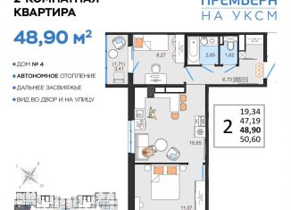 2-комнатная квартира на продажу, 48.9 м2, Ульяновская область