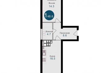 Продаю 1-ком. квартиру, 48.6 м2, село Гайдук, улица Труда, 8