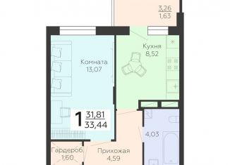 Продажа 1-комнатной квартиры, 33.4 м2, Воронеж