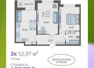 Двухкомнатная квартира на продажу, 53 м2, Краснодарский край