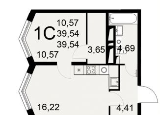 Однокомнатная квартира на продажу, 39.5 м2, Тульская область
