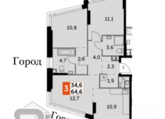Продаю трехкомнатную квартиру, 64.6 м2, Москва, метро Нагатинская, Варшавское шоссе, 37Ак2