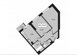 Продам двухкомнатную квартиру, 53.3 м2, Ростов-на-Дону, проспект Шолохова, 211/3