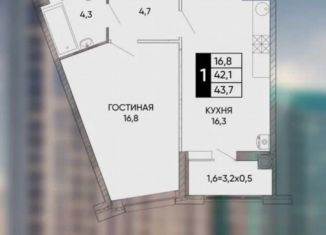 Сдаю однокомнатную квартиру, 45 м2, Ростов-на-Дону, Левобережная улица, 6/6с2, Кировский район