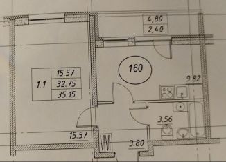 Продажа 1-комнатной квартиры, 35.2 м2, Санкт-Петербург, проспект Королёва, 59к2, муниципальный округ Юнтолово