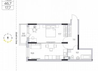 Продажа однокомнатной квартиры, 46.7 м2, деревня Пирогово, ЖК Пироговская Ривьера, улица Ильинского, 8
