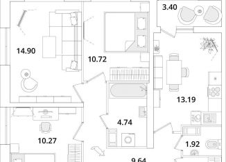 3-ком. квартира на продажу, 68.7 м2, Санкт-Петербург, метро Лесная, проспект Маршала Блюхера, 3к3