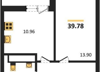 1-комнатная квартира на продажу, 39.8 м2, Светлогорск